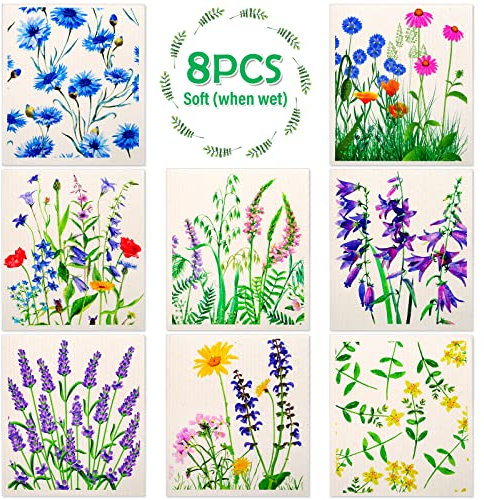 Lucomb Schwedische Geschirrtücher für Küche, 8 Stück, wiederverwendbar, schnell trocknend, Verschiedene Reinigungstücher für Theken, Geschirr, Zuhause, Bar, Tisch