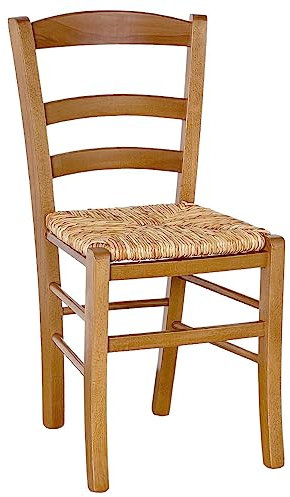 okAffareFatto di Zimbardi Costanza Esszimmerstuhl Küche Restaurant Hosteria Haus aus Holz Landhaus Walnuss hell mit Sitz aus Reisstroh