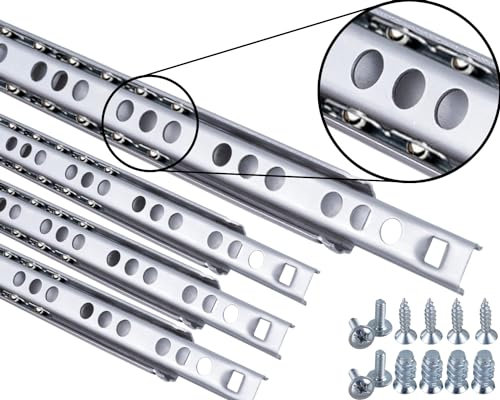 Stahlia Schubladenschienen (4 Stück) Teilauszug H:17mm/L:438mm Schubladenauszug Auszugsschienen Schrank Scharniere Schienen für Schubladen Regalschienen