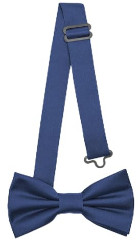 Ladeheid Pajarita para niños - Preatada, banda ajustable, diseño mate, ideal para bodas, cumpleaños, inicio escolar - Resistente y elegante BKM (10cm x 5cm, Azul Marino)