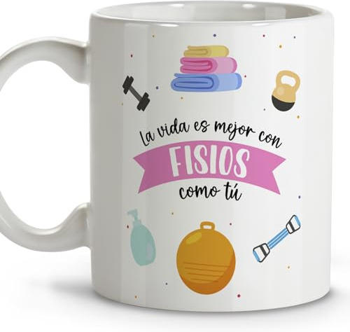 LolaPix Taza fisioterapeuta. Tazas originales para regalar. Regalos para fisios. Tazas personalizadas. Taza cerámica 330 ml.