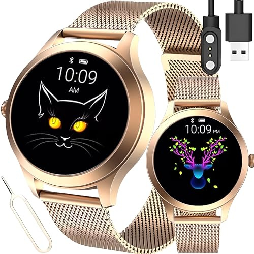 Retoo Smartwatch kvinnor män telefonfunktion 1,04 tum full touch fitnessklocka sportlägen GPS lokaliseringsanordning pulsklocka sömnmonitor puls sportklocka armbandsur stoppur guld