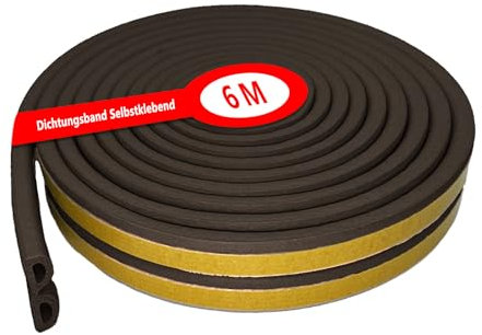 Burletes Para Ventanas, 6M Juntas de Goma Para Ventanas, Aislante Burlete, Tipos de BurletesPara Insonorización, Antipolvo, Protección Contra Impactos, Estanqueidad, (Marrón), Cinta