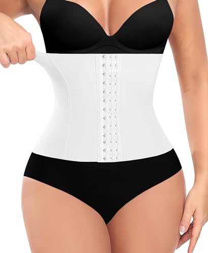 Werkiss Women's Waist Trainer Corset Shapewear Tummy Control Body Shaper Seamless Shapewear Steel Boned Waist Cincher(#1 White(height: 9.5), S)