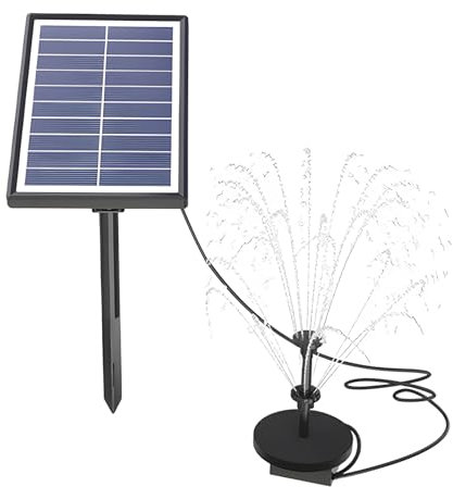 Irishom Pompa ad acqua solare con kit ugelli a doppio strato da 17 pezzi Pompa per fontana solare da 7 W Batteria incorporata da 3000 mAh Pompa per laghetto solare da 350 l/h