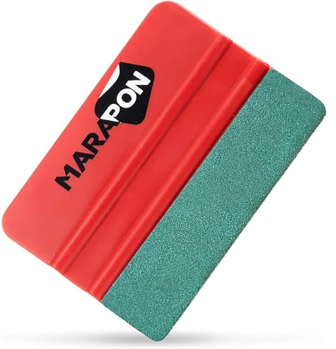 MARAPON® Raclette pour film [10 x 7,3 cm] avec revêtement en alcantara – Pour films de fenêtre et films de voiture – Raclette de qualité supérieure également pour film carbone et film sec