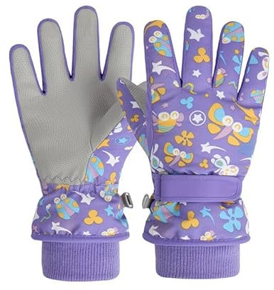 Wffeila Skihandschuhe Kinder,Winterhandschuhe Kinder,Fahrradhandschuhe Kinder,Skihandschuhe Mädchen Lila,Verdickt,Kinderhandschuhe 3-6 Jahre,für Skifahren Radfahren Snowboarden Outdoor-Aktivitäten