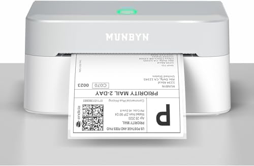 MUNBYN Bluetooth Shipping Label Printer, 4x6 Thermal Label Printer for Small Business, Compatible with iPhone, Android, Windows, macOS, Etsy, Shopify, eBay, Royal Mail, DHL, DPD, Evri, 403B, White