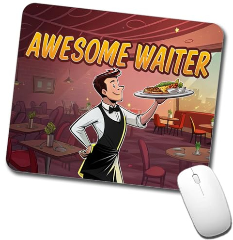 Awesome Waiter Inspirational Food Server Low Profile Mouse Pad Mat
