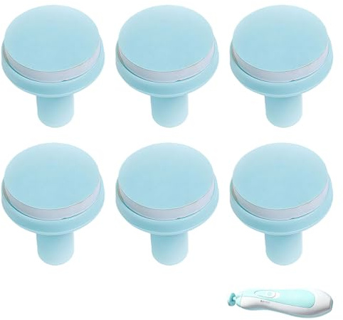 Baby Nail File Electric Pads, Light Blue Baby Nail Trimmer Pads Replacement Kit, Nail Kit Grinding Heads Polish Disc (Blue, 6 Pcs)
