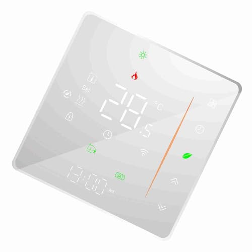 Fesjoy WiFi Smart Termostat Temperaturkontroll med Röststyrning/APP/veckoprogrammerbar för Hem/kontor, Vit Färg (för vattenuppvärmning)