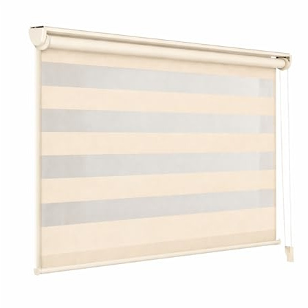 WEIDA | Estores Enrollable | Doble Capa Noche y Día | Tejido de Poliéster y PVC | Control de Luz y Privacidad | Diseño Moderno para Ventanas y Puertas | Tejido Duradero | 180x120 cm (1, Beige Crema)
