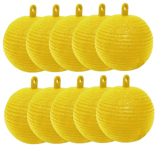 10 pezzi Trappola per mosche della frutta, Palla cattura mosche per frutta da 3 pollici, Trappole adesive gialle multifunzione per moscerini delle piante, Trappole adesive gialle per moscerini delle