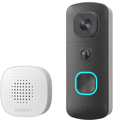 Swann EVO Wireless Video Doorbell -Wi-Fi Security Camera,Two-Way Audio,Motion Detection,Night Vision,Cloud Storage -Compact & Versatile Home Surveillance Solution for Indoor & Outdoor Use