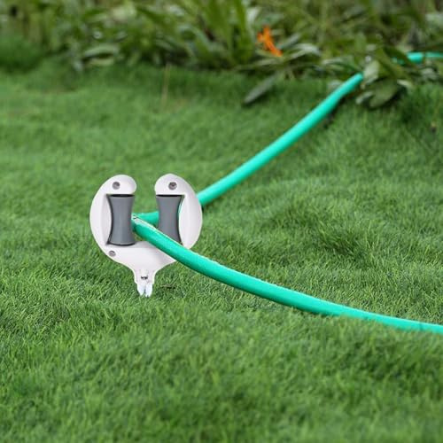 Lecreatekit Lot de 2 piquets de guidage de tuyau d'arrosage avec système de rouleau et de piquet - 27 cm - Protection des plantes en ABS pour parterres de fleurs, empêche les tuyaux de s'emmêler et