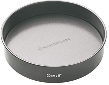 MasterClass KCMCHB12 20cm Loose Based Sandwich Tin with PFOA Non Stick, Robust 1mm Thick Carbon Steel, 8 Inch Round Cake Pan, Grey