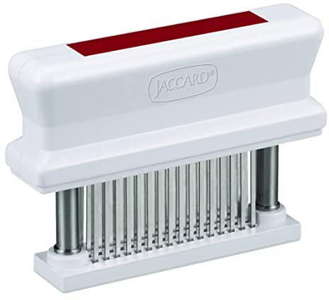 Jaccard 200348R Attendrisseur de viande durable à 48 lames avec aiguille tranchante en acier inoxydable, gadget de cuisine pour attendrir le poulet, le bœuf, le porc, le veau, le barbecue, rouge