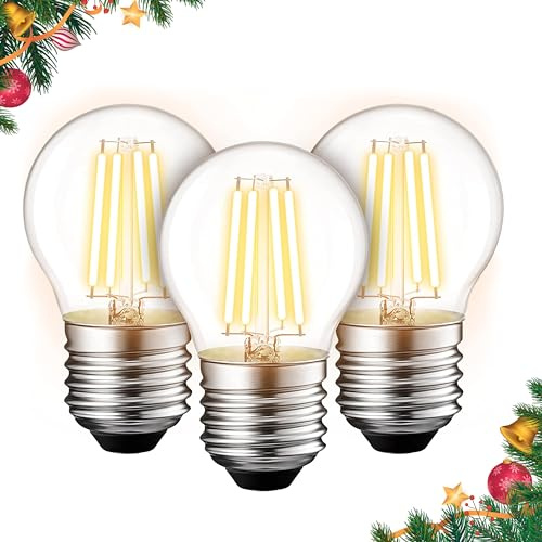 BlueStars Bombilla LED G45 E26 estilo Edison, 120 V, 5 W (equivalente a 60 vatios), luz blanca cálida de alta potencia, 2700 K, 550 lm, bombilla de filamento LED para lámparas colgantes antiguas
