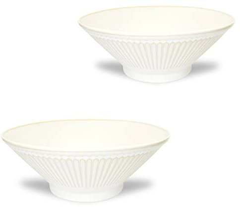 Japanische Mino Yaki (Ware) Ramen Schalen 2er Set, Albee Keramik Schalen Beige, 1100 ml, Suppenschüsseln, Nudelschalen, Müslischalen, Salatschalen, Obstschalen, Servierschalen Eulen, D. esert Schalen