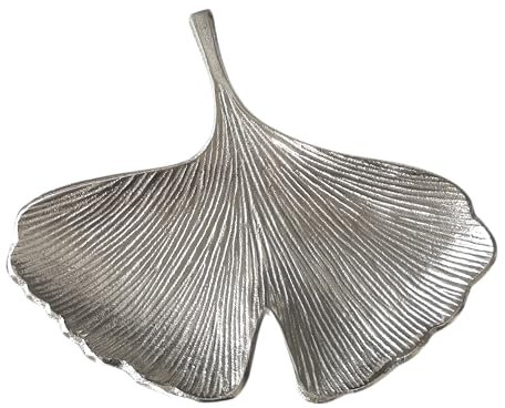 Deko Schale Metall Ginko Ginkgo Ginko Blatt silber Tablett Schüssel Dekoobjekt 2