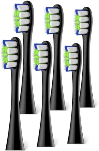 Standard Clean Testine di ricambio compatibili con lo spazzolino elettrico Oclean, 6 pezzi di testine per spazzolino elettrico con setole DuPont – Nero