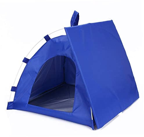 Tragbares Klapphund Zelt Katzenhausbett, Outdoor Hundekatze Sonnenschutzhaus Mini Kitty Katze Hundezelt, Reise Camping Haustierkäfig im Auto Blaues Klappzelz, Mini -Katzenhundzelt,