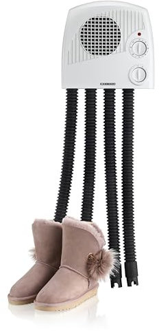 Melissa 16540012 Schuhtrockner elektrisch - Schuh- und Stiefelwärmer - Heizung mit Gebläse und Zeitschaltuhr - für 2 Paar Schuhe/Handschuhe - Weiß, Hell