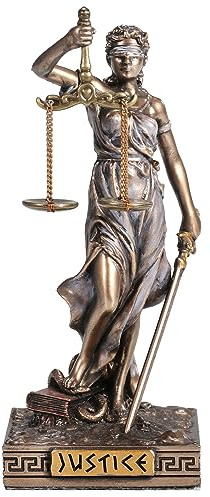Veronese Design 10 cm Lady Justice Grekisk Gudinna Harts Handmålad Miniatyrfigur