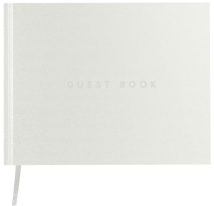 Useful Co. Classic White Guest Book, Guest Book Alternative for Party, Sign in Book, Vacation Home, Funeral Guest Book, Hardbound Guestbook, Leather Cover, 112 Pages, 24.9 x 19.8 cm - White