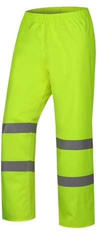 Hi-Vis Säkerhetsarbetskläder byxor, vattentäta regnbyxor för män och kvinnor, synlighetsbyxor med reflekterande band, gUL, 4XL