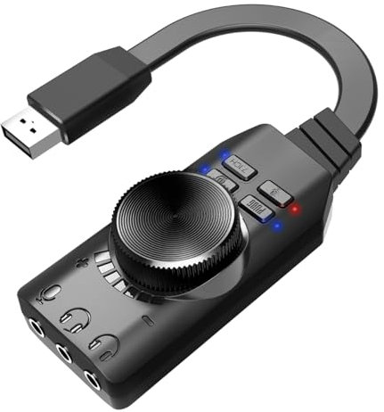 Namvo Tarjeta de Sonido USB, Sonido Envolvente Virtual 7.1, Adaptador de Tarjeta de Sonido USB Externa con Efectos de Sonido PUBG para PC/Mac/Auriculares para Juegos