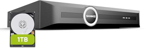 SANNCE 8CH 5MP PoE NVR, 8MP CCTV Sistema de Vigilancia Grabadora, videovigilancia Compatible con 5 MP/4 MP/1080p HD para Cámara IP -1TB Disco Duro