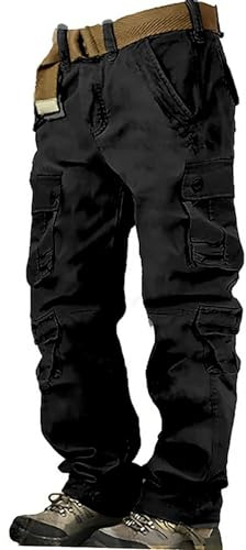 Pantalon cargo de combat pour homme, coton respirant, pantalon de randonnée de couleur unie, pantalon décontracté avec 8 poches, sans ceinture, pantalon de travail tactique militaire léger et doux