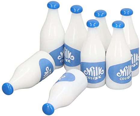 OVAQUIXI Modello di Bottiglia per il Latte della Casa delle Bambole, Plastica, Dettagli Vivaci, Set di Ornamenti per Casa delle Bambole 1:12, Decorazione Delicata, Accessori Accattivanti (BLUE)