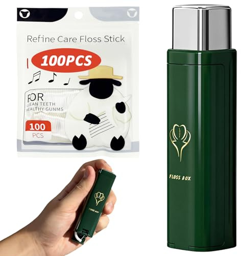 Portable Dental Floss Case with 100 Pcs Dental Floss Set, Toothpick Dispenser, Tooth Picks Floss Sticks Holder, Refillable Automatic Holder Boxes for Clean Teeth