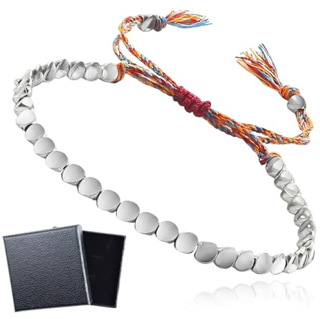LKJAUOZ Bracelets tibétains tressés en cuivre faits à la main - Réglable - Perles colorées - Style perle trilatérale, 16-26 cm / 6.3-10.2 inches, perles et fil de cuivre