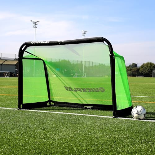 QuickPlay Pro Alu Training 6x4 Soccer Goal - Portable Pop Up Soccer Goal with Aluminum Frame, Backyard Soccer Net for Kids Soccer & Soccer Training Equipment with 10-Second Foldable Packdown