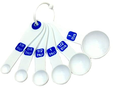Chef Craft Select Plastic Measuring Spoon Set, 6 piece set, White and Blue