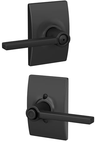 Schlage F40 LAT 622 CEN Century Collection Latitude Privacy Lock Lever, Matte Black