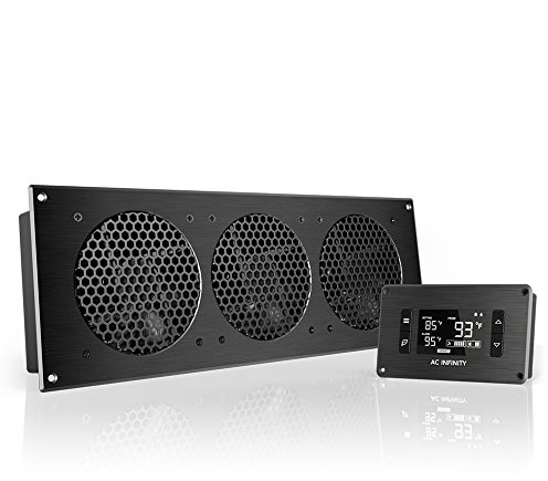 AC Infinity AIRPLATE T9, Quiet Cooling Fan System 45cm with Thermostat Control, for Home Theater AV Cabinets, 18-Inch