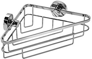 Croydex Brockham Flexi-Fix Corner Shower Caddy - Chrome Shower Shelf with Adjustable Fixing Points, Screw or Glue, Suitable for Wet Areas, Includes All Fixings, 21.4x28.7x8.2 cm