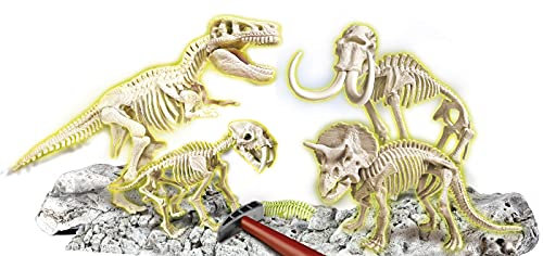 Clementoni Archeo Ludic Set – Beute und Raubtiere Kinder 7 Jahre + | Wissenschaftliches Geschenk | Paläontologie-Set mit Skeletten, die im Dunkeln leuchten | pädagogische Aktivität | Augmented Reality