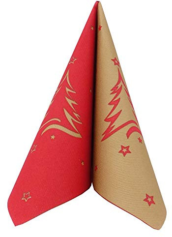 APARTina 50 Servietten Weihnachten 40x40 stoffähnlich - WEIHNACHTSBAUM gold, Weihnachtsservietten für verschiedene Feste, hochwertige Tischdeko Adventszeit (Rot)