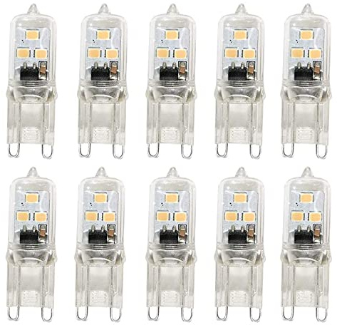Lxcom Lighting G9 LED Bulb 1W Dimmable LED Corn Light Bulbs 10W Halogen Bulb Warm White 3000K G9 Base Chandelier Light Bulb for Landscape Lighting, AC120V (10 Pack)