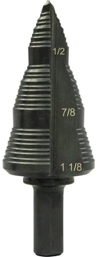 Greenlee GSB09 1-1/8 Step Bit (#9) Metal Cutter with Patented Split-Step Design, 1-1/8 Metal Cutting Tool for 1/2 Drill Chucks
