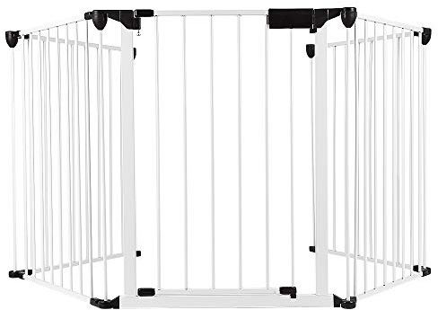 Sicherheitsgitter für Kinder – Kaminschutzgitter – 300 cm – 5 Paneele – Material: Q195 Stahl und ABS Kunststoff (weiß)