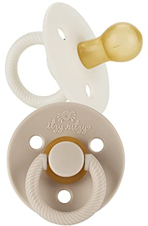 Itzy Soother, Pacifiers with Natural Rubber Nipples, 0-6 Months, Coconut & Toast, 2 Pacifiers, itzy ritzy