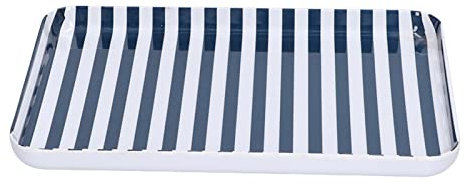 AUNMAS Serviertablett, Obsttablett Blau Weiß Streifen Melamin Sicher Umweltfreundlich Farbecht Dessertteller für Restaurant für Snacks, Lebensmittel, Kekse 20.4 x 14.5 cm