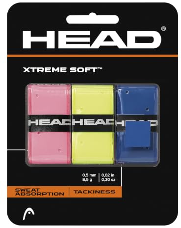 HEAD Xtreme Soft Tennis Racquet Overgrip, 3-Pack, Mix