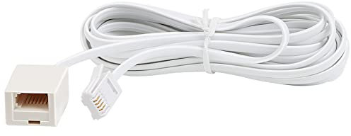 Uvital BT Telephone Extension Cable 5M, Phone Line for UK Landline, White BT Male to 6P4C Female, Compatible with Home Desk Phone and Office Fax